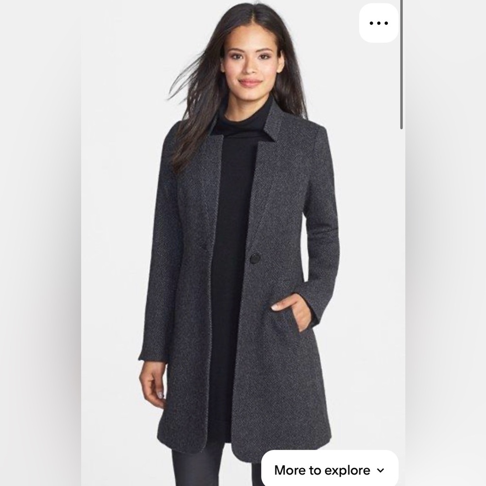 Eileen Fisher The Fisher Project Grey Baby Alpaca Tweed Coat, Size Extra Small